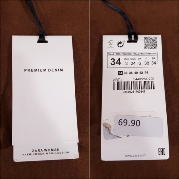 NWT Zara Womens Size 2 The Marine Culotte in Sweet Corduoiry Wide Leg Pants - Picture 8 of 15